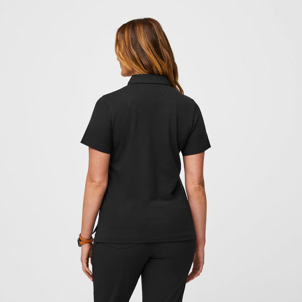 women's Black FIGSPRO™ Pique - Shortsleeve Polo