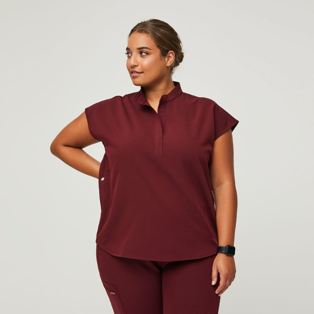 Women's Burgundy Rafaela™ - Oversized Scrub Top