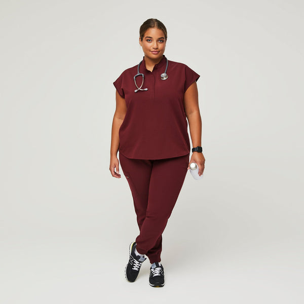 Women's Burgundy Rafaela™ - Oversized Scrub Top