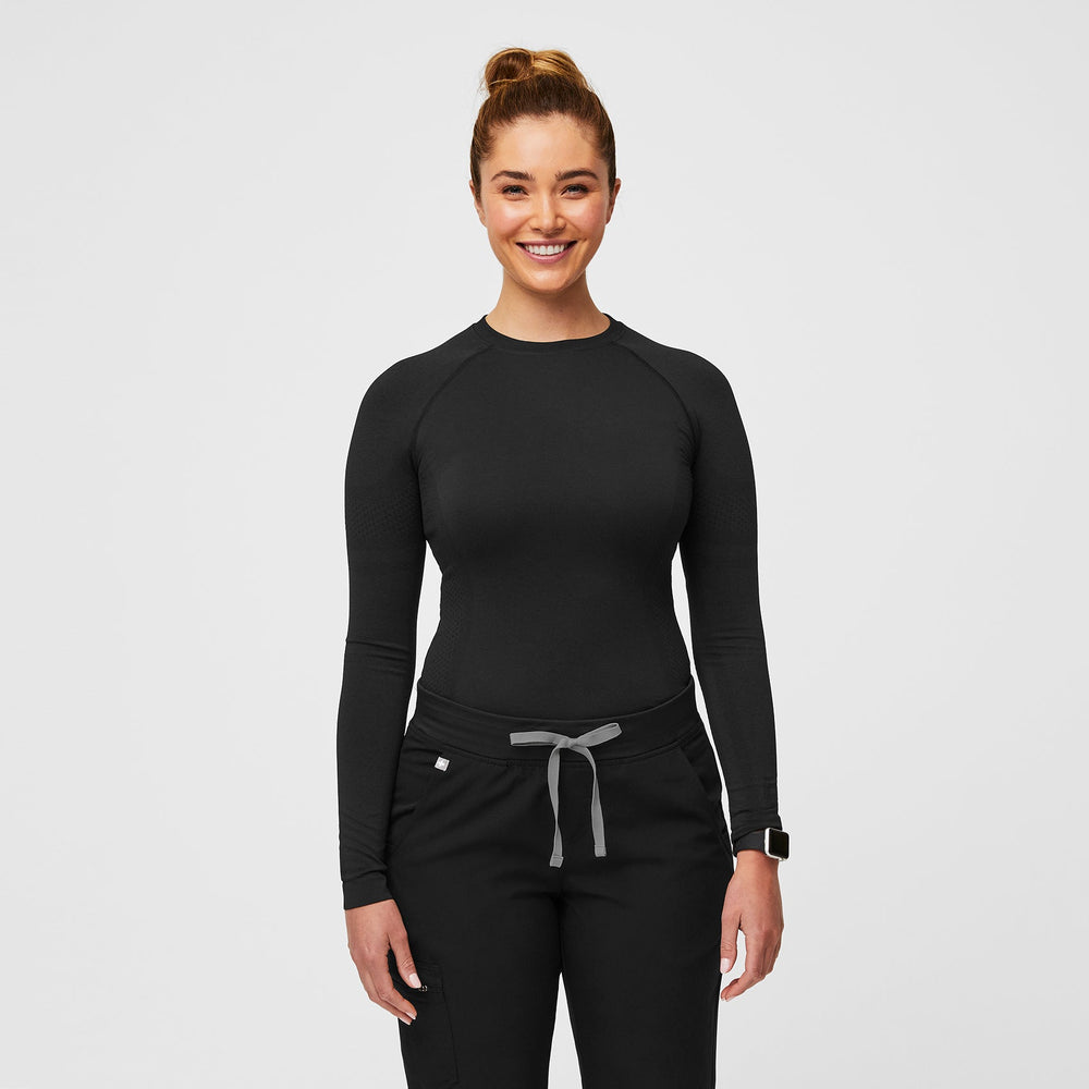 women's Black Salta Seamless - Longsleeve Underscrub