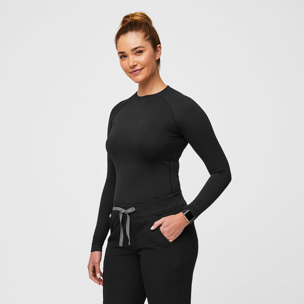 women's Black Salta Seamless - Longsleeve Underscrub