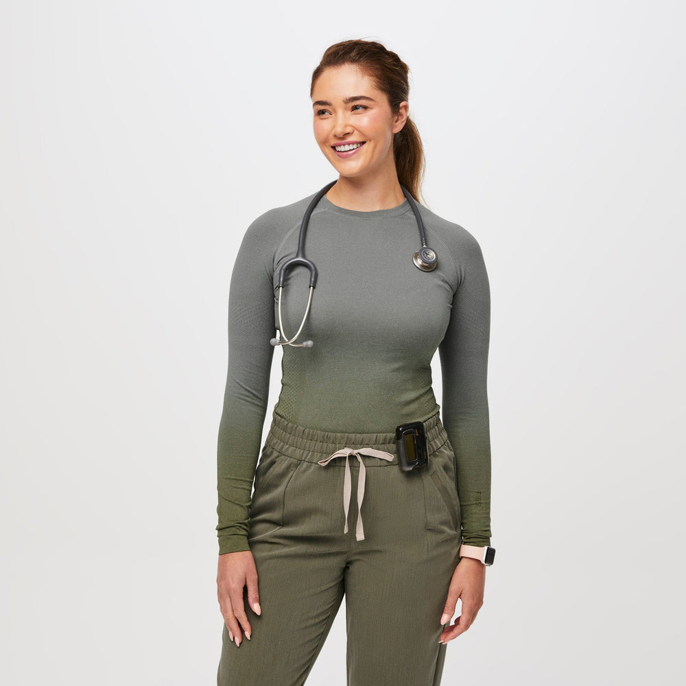 women's Ombre Olive Salta Seamless - Longsleeve Underscrub