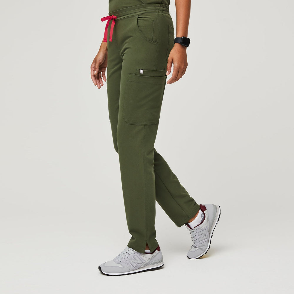 women's Dark Olive Yola - Petite Skinny Scrub Pants