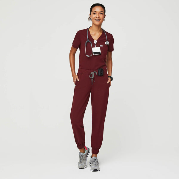 Women's Burgundy Yowah - Classic Jogger Scrub Pants