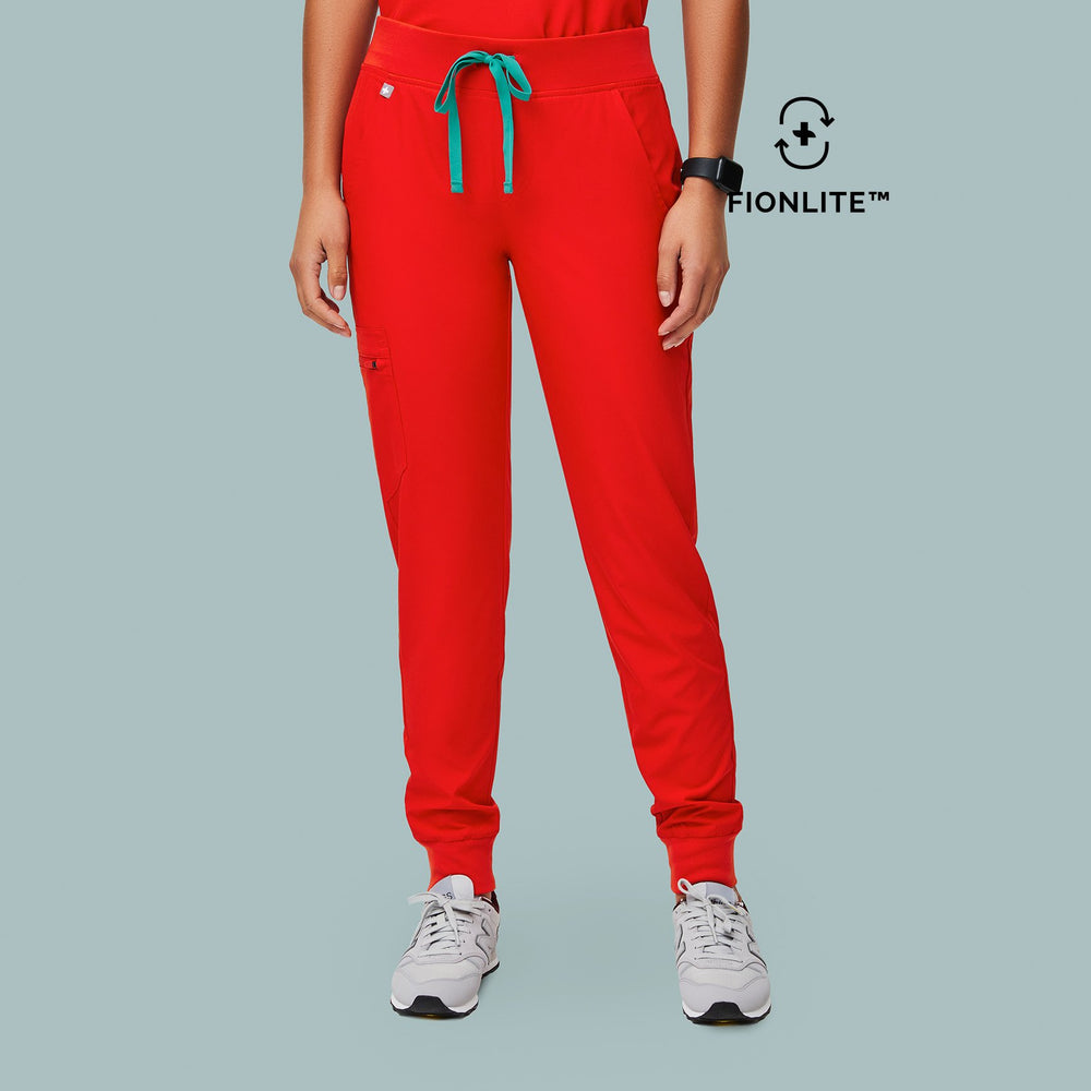 women's Awesome Red FIONLITE™ Zamora - Petite Jogger Scrub Pants