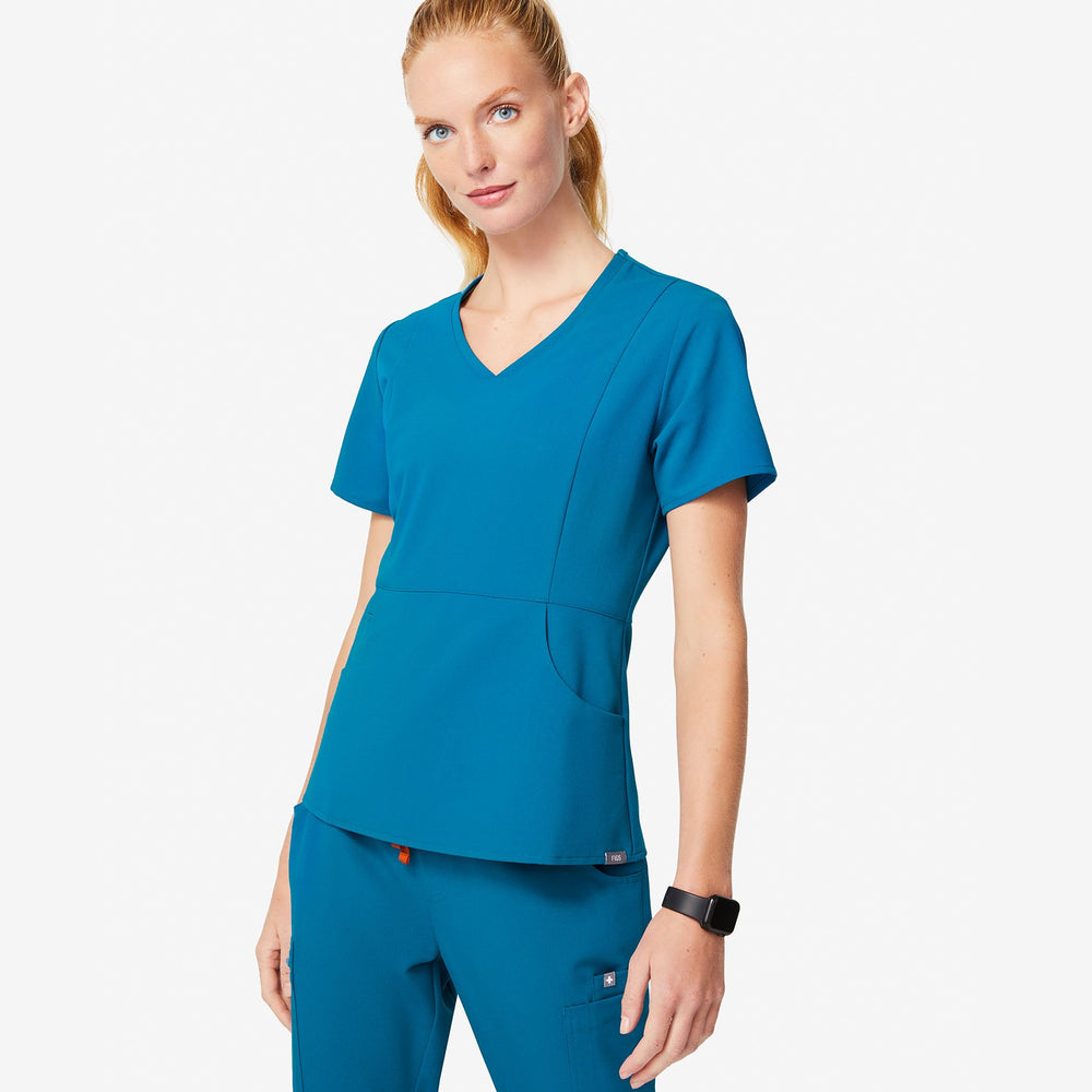 women's Alps Blue Aburi - V-Neck Scrub Top