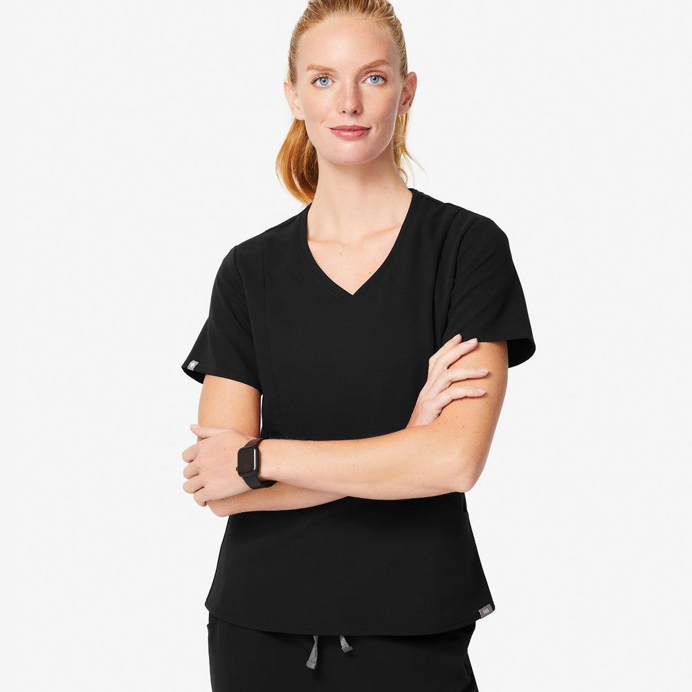 women's Black Aburi - V-Neck Scrub Top