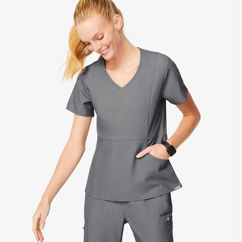 women's Graphite Aburi - V-Neck Scrub Top