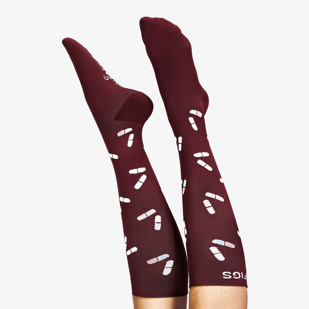 women's Burgundy Pill - Compression Socks