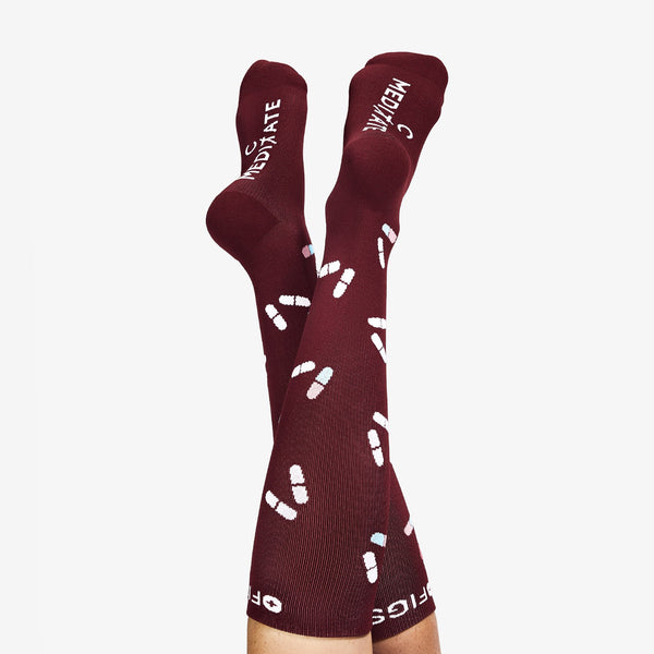 women's Burgundy Pill - Compression Socks