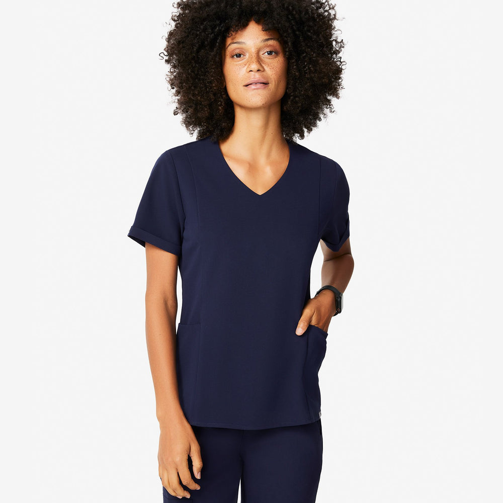 women's Navy Inala - V-Neck Scrub Top