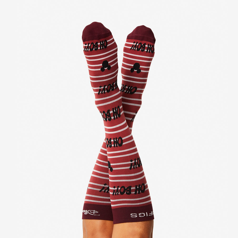 women's Red Oh Boy Stripe - Compression Socks
