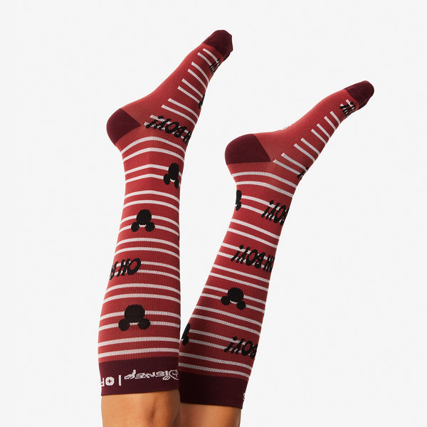 women's Red Oh Boy Stripe - Compression Socks