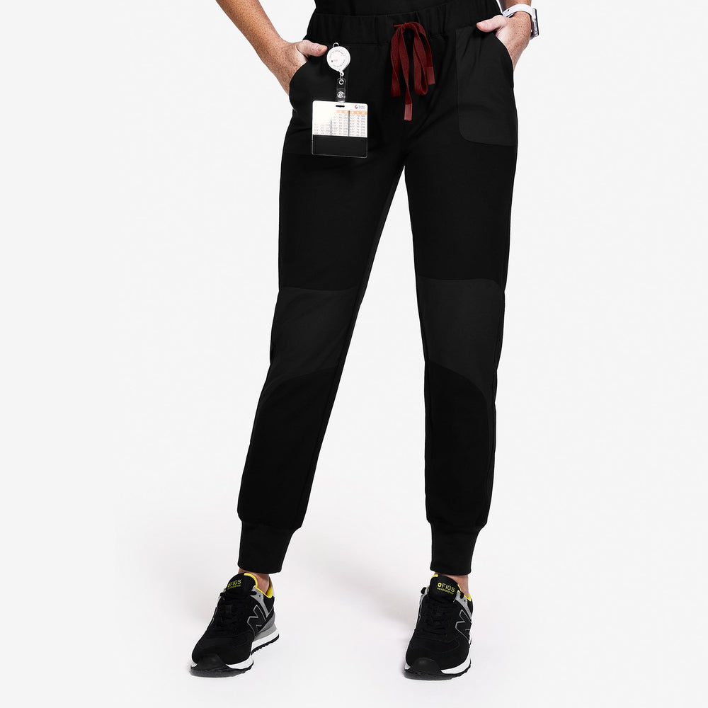 women's Black Mickey Mouse - Skinny Jogger Scrub Pants