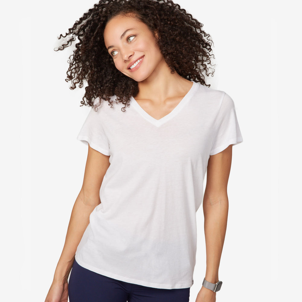 women's White Super Soft Shortsleeve V-Neck - Underscrub